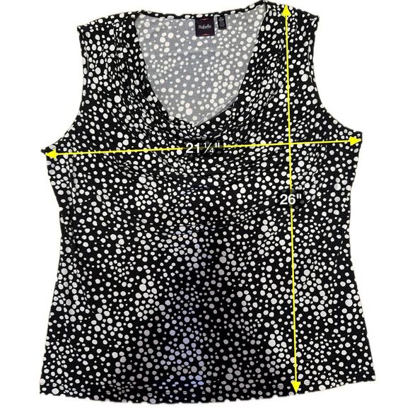 Rafaella XL Sleeveless Cowl Neck Top Black White Polka Dot Stretch Blouse - Picture 5 of 5
